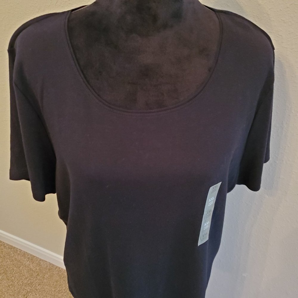 NWT Karen Scott Women's Round Neck Solid Top Short Sleeve T-shirt, Size 2XL.